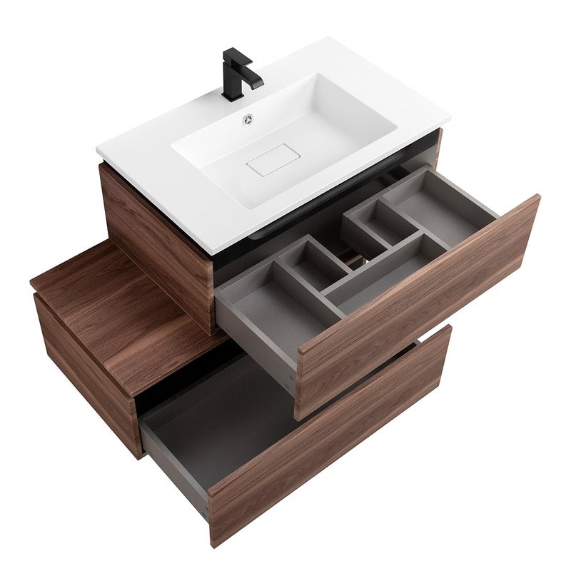 Мебель для ванной комнаты Cezares Slider 100 подвесная, 2 ящика, орех дымчатый