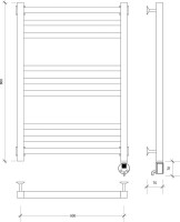 Полотенцесушитель электрический Secado Корато 3 R 85x55 см, подключение справа, хром, лесенка