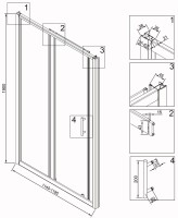 Душевая дверь в нишу Veconi Vianno VN-72B 120 см, профиль черный