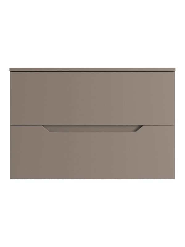 Тумба под раковину со столешницей Orange Line 80 подвесная, 2 ящика, матовый латте