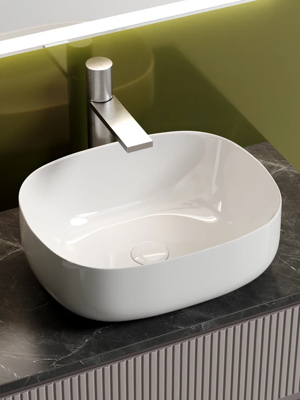 Тумба с раковиной Sancos Snob T 80 см, doha soft, столешница черный мрамор, раковина CN6018