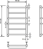 Полотенцесушитель водяной Comfysan Puro-K W-6 60х40 60x45 см, хром, лесенка