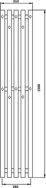 Полотенцесушитель водяной Secado Сандриго 5К 1500/280 150x30 см, графит, I-образный