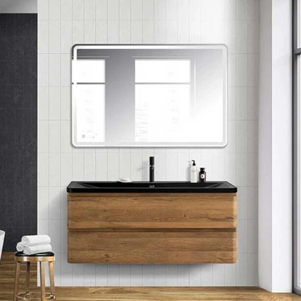 Мебель для ванной комнаты BelBagno Albano 120 подвесная, rovere rustico, черная матовая раковина