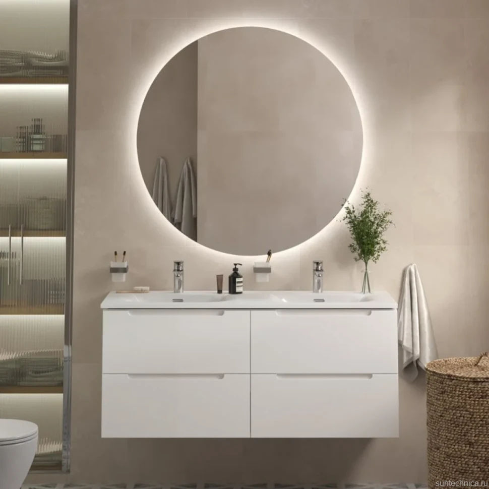 Мебель для ванной комнаты BelBagno Etna 120 для двоих, bianco lucido, раковина BB-8099-120-2