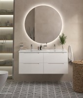Мебель для ванной комнаты BelBagno Etna 120 для двоих, bianco lucido, раковина BB-8099-120-2
