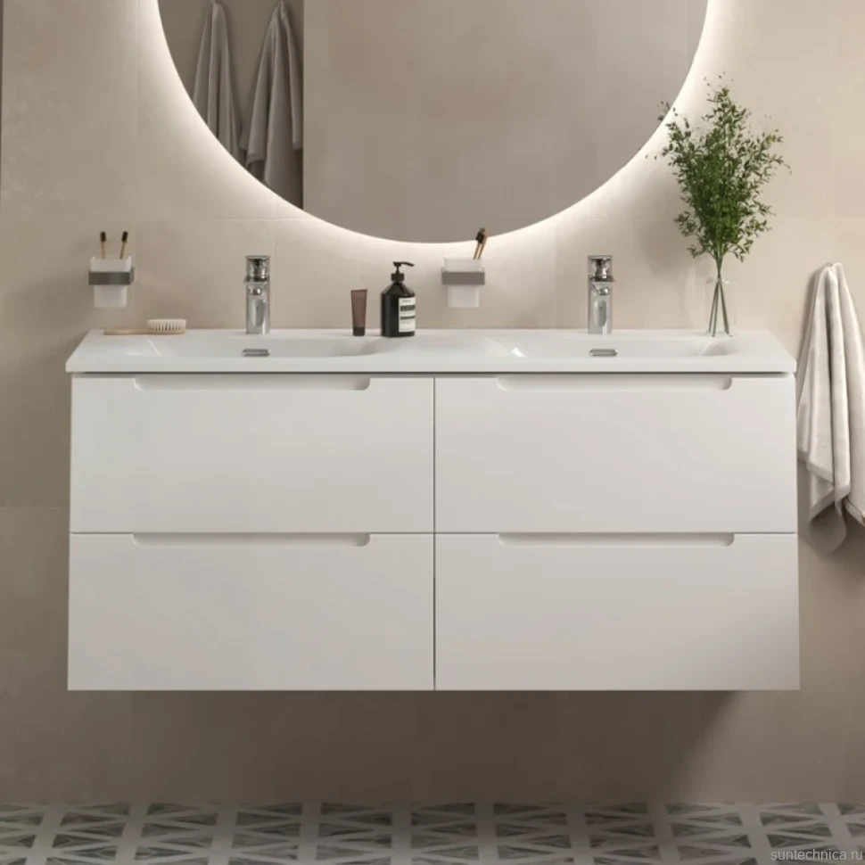 Мебель для ванной комнаты BelBagno Etna 120 для двоих, bianco lucido, раковина BB-8099-120-2