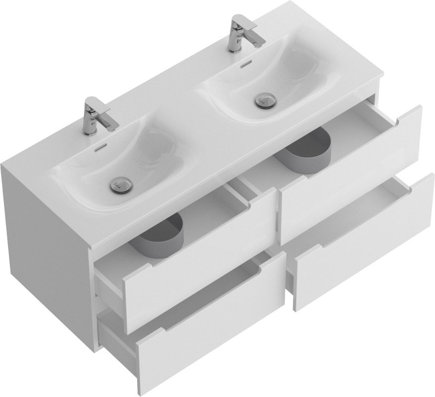 Мебель для ванной комнаты BelBagno Etna 120 для двоих, bianco lucido, раковина BB-8099-120-2