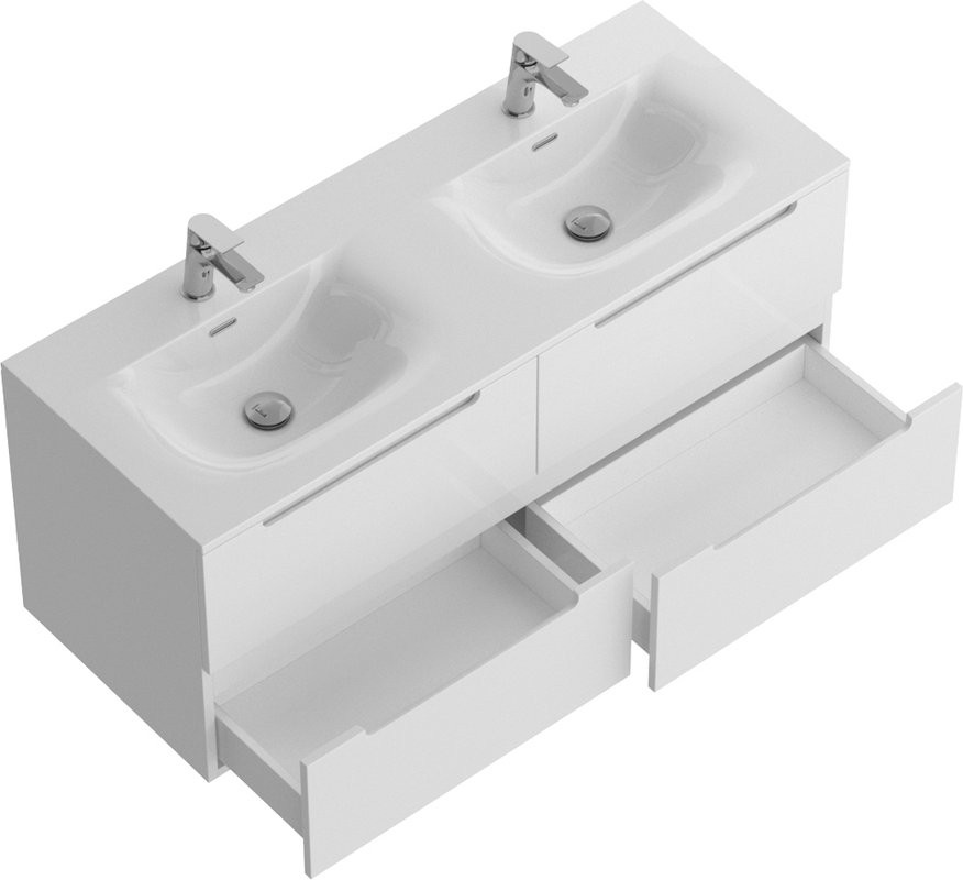 Мебель для ванной комнаты BelBagno Etna 120 для двоих, bianco lucido, раковина BB-8099-120-2