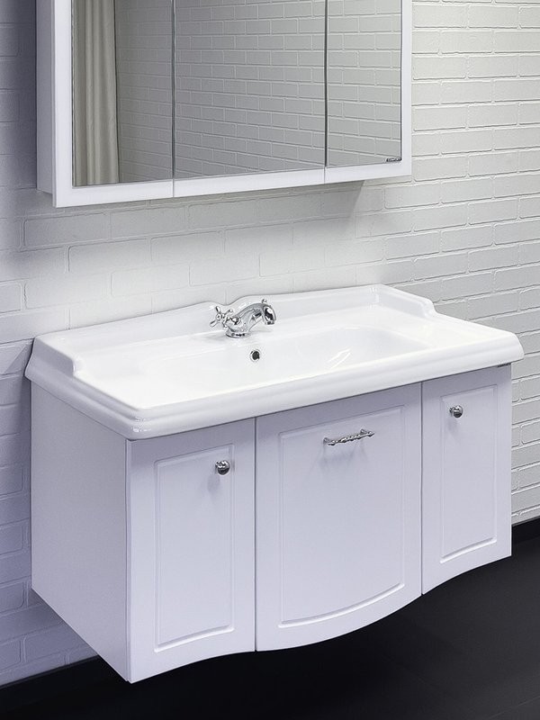 Тумба с раковиной Comforty Палини 100 подвесная, белый глянец