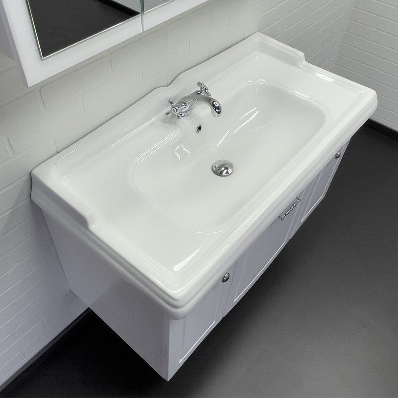 Тумба с раковиной Comforty Палини 100 подвесная, белый глянец