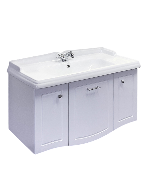 Тумба с раковиной Comforty Палини 100 подвесная, белый глянец