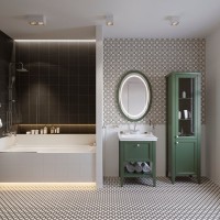 Шкаф пенал для ванной VitrA Valarte 55 ретро зеленый R