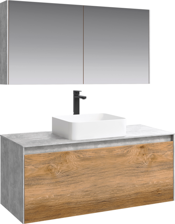 Мебель для ванной комнаты Aqwella 5 stars Mobi 120 бетон светлый, дуб балтийский