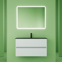 Мебель для ванной комнаты Sancos Urban 90 см белый глянец, черная раковина