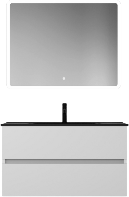 Мебель для ванной комнаты Sancos Urban 90 см белый глянец, черная раковина