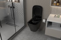 Унитаз подвесной Abber Rechteck AC1201MB безободковый, с микролифтом, матовый черный