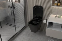 Унитаз подвесной Abber Rechteck AC1201MB безободковый, с микролифтом, матовый черный