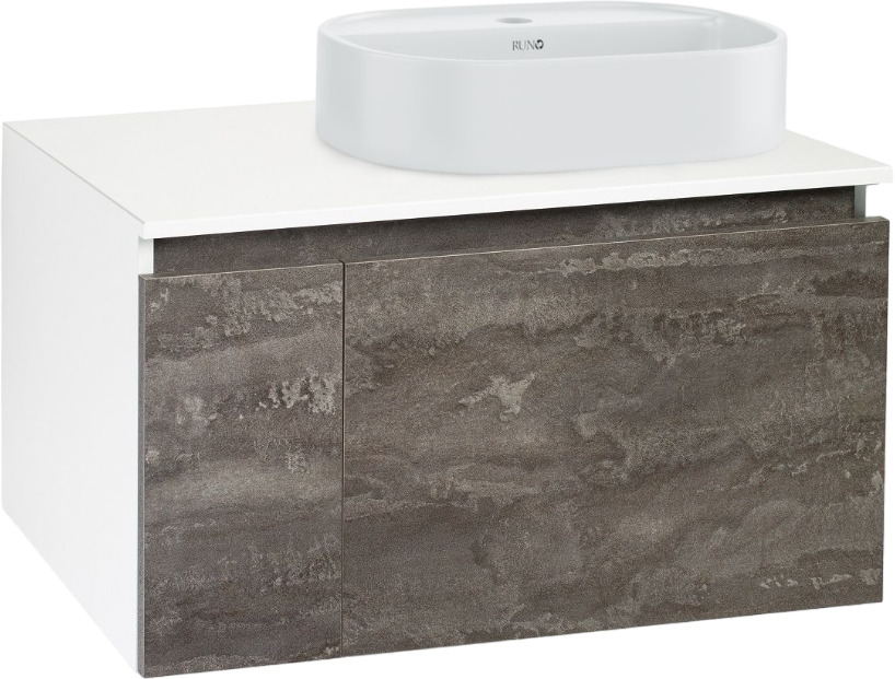 Тумба с раковиной Runo Бари 80 железный камень, раковина Nuovo 50
