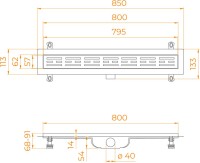 Душевой трап (лоток) RGW Drain Leo-10 хром, 80 см