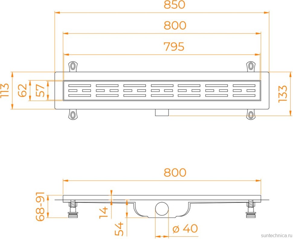 Душевой трап (лоток) RGW Drain Leo-10 хром, 80 см