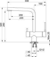 Смеситель для кухни Granula 2305, графит