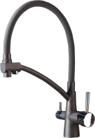 Комплект Мойка Paulmark Brilon PM104546-BLM черный металлик + Смеситель Potato P4077 P4077-19 графитно-черный