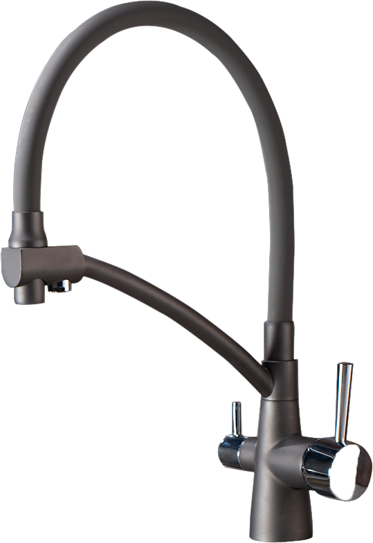 Комплект Мойка Paulmark Brilon PM104546-BLM черный металлик + Смеситель Potato P4077 P4077-19 графитно-черный