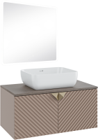 Мебель для ванной комнаты Runo Андорра 85 кашемир серый, дуб какао, раковина Cuatro 50