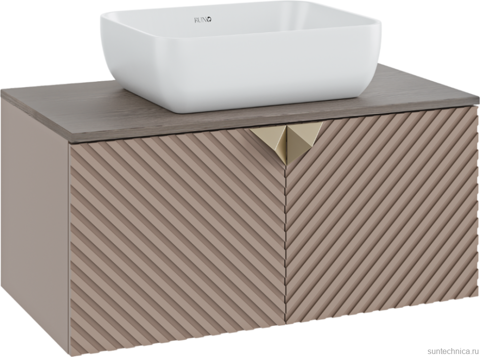 Мебель для ванной комнаты Runo Андорра 85 кашемир серый, дуб какао, раковина Cuatro 50