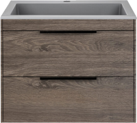 Тумба с раковиной Vincea Chiara 2D 60, 2 ящика, темный дуб, с серой раковиной