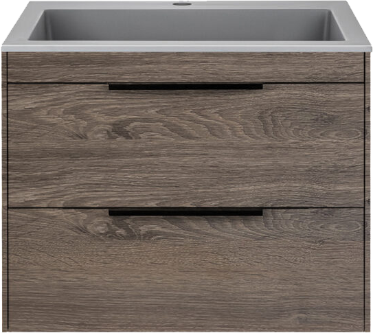 Тумба с раковиной Vincea Chiara 2D 60, 2 ящика, темный дуб, с серой раковиной
