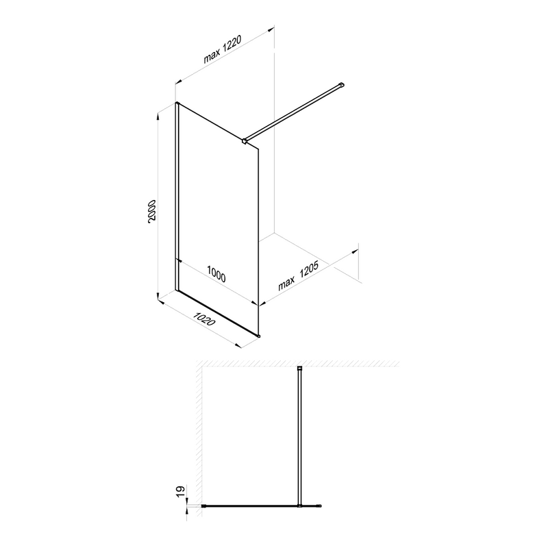 Душевая перегородка Triton Плано 200х100 см, хром глянец