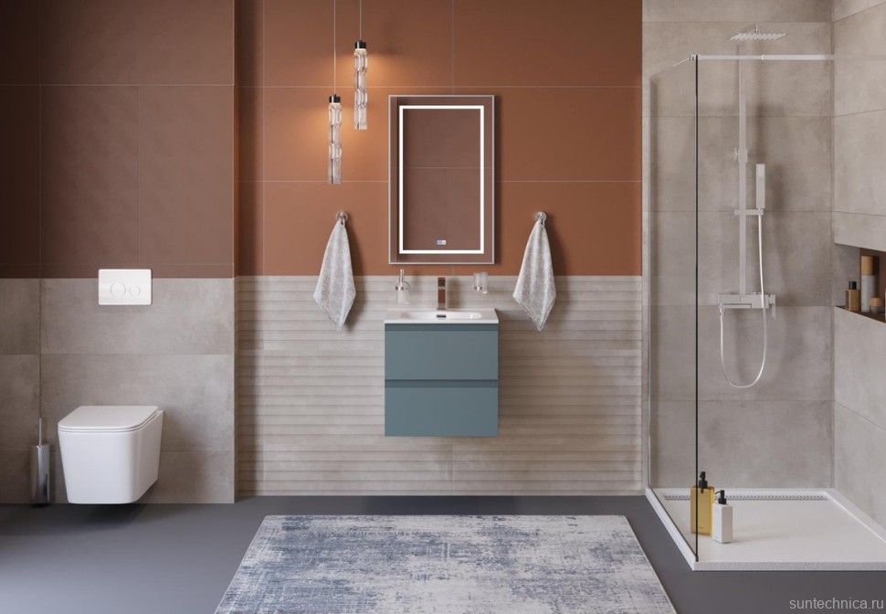 Тумба под раковину без столешницы BelBagno Kraft 39 50 подвесная, матовая голубая