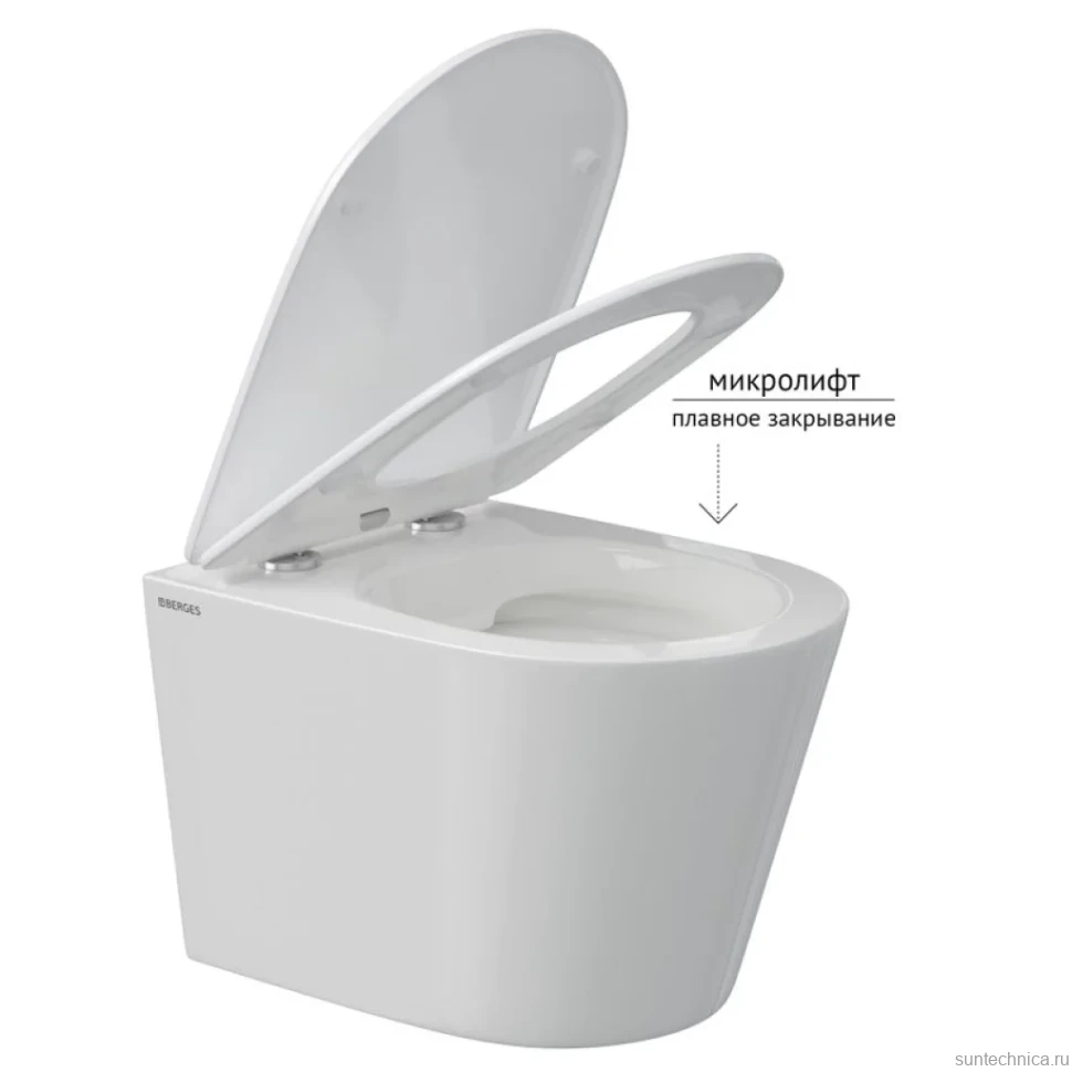 Унитаз подвесной Berges Vita Rimless 082255 белый, с микролифтом
