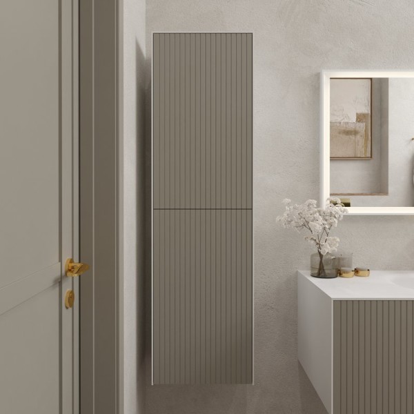 Шкаф пенал для ванной STWORKI Олланд 40, бежево-серый