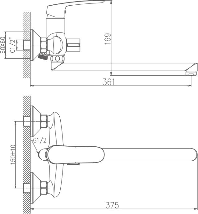 Смеситель с длинным изливом для ванны Haiba HB22183