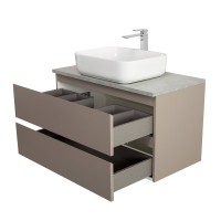 Тумба под раковину со столешницей BelBagno Kraft 100 подвесная, матовая бежевая, столешница kep-100-mgl