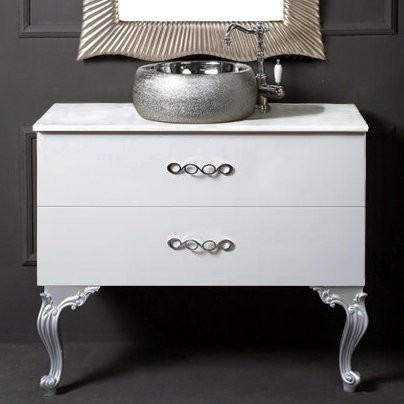 Тумба с раковиной Armadi Art NeoArt 100 белая с ручками Wave хром, с ножками