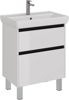 Тумба под раковину Lemark Combi 70 черная, белая глянцевая