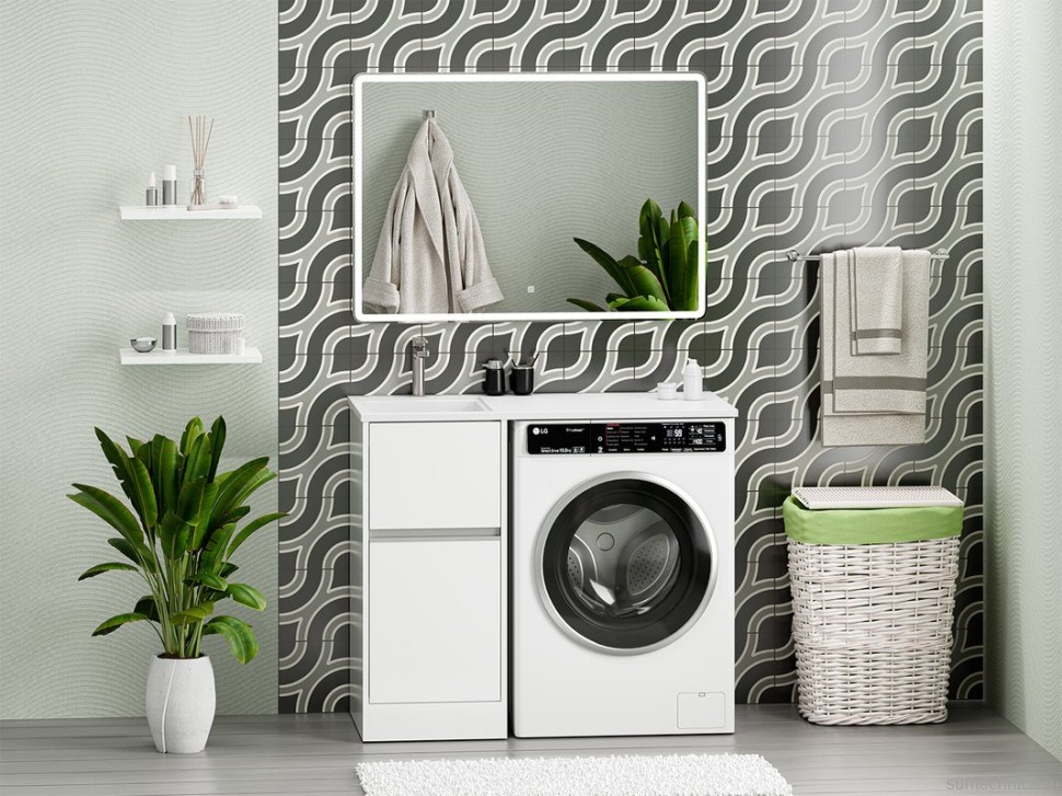 Тумба под раковину без столешницы Misty Ингрид 40 напольная, под стиральную машину, белая