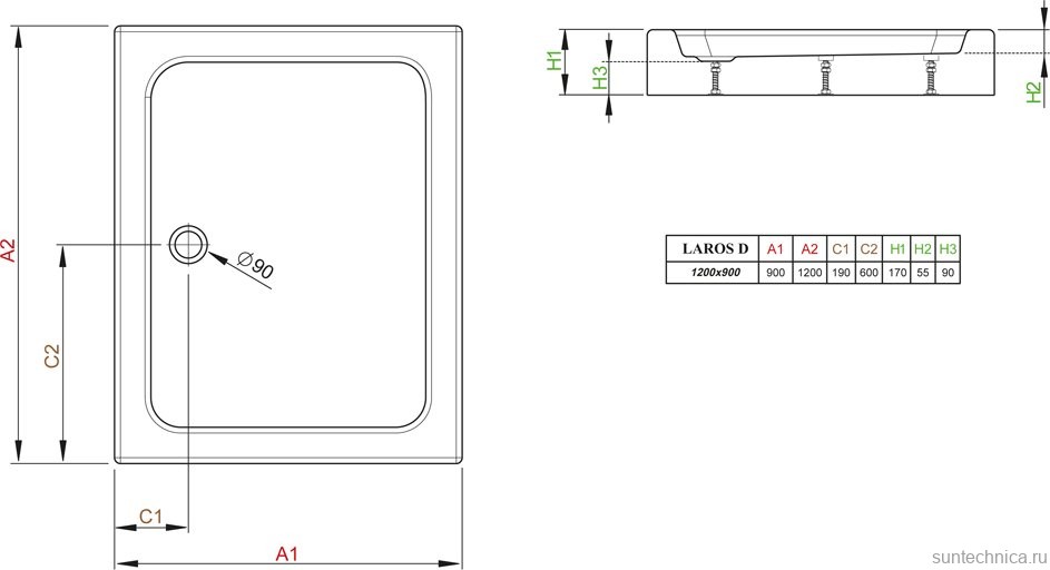Поддон для душа Radaway Laros D 120x90