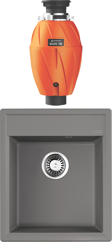 Комплект Мойка Omoikiri Daisen 42-GR leningrad grey + Измельчитель Nagare 750