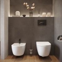 Комплект Унитаз подвесной BOCCHI V-Tondo 1416-001-0129 белый глянцевый + Крышка A0302-001 с микролифтом, глянцевая белая + Инсталляция STWORKI + Кнопка 230823 хром матовый + Биде + Инсталляция