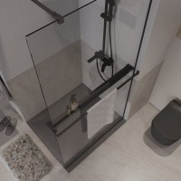 Душевая перегородка Niagara Nova NG-670-12ВLACK 120х195, профиль матовый черный, стекло прозрачное, с полкой