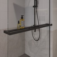 Душевая перегородка Niagara Nova NG-670-12ВLACK 120х195, профиль матовый черный, стекло прозрачное, с полкой