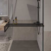 Душевая перегородка Niagara Nova NG-670-12ВLACK 120х195, профиль матовый черный, стекло прозрачное, с полкой