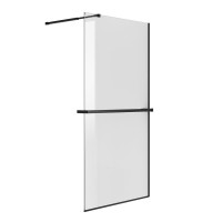 Душевая перегородка Niagara Nova NG-670-12ВLACK 120х195, профиль матовый черный, стекло прозрачное, с полкой