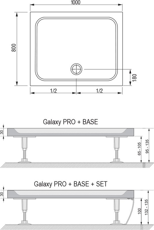 Поддон для душа Ravak Galaxy Pro Chrome Gigant Pro 100х80
