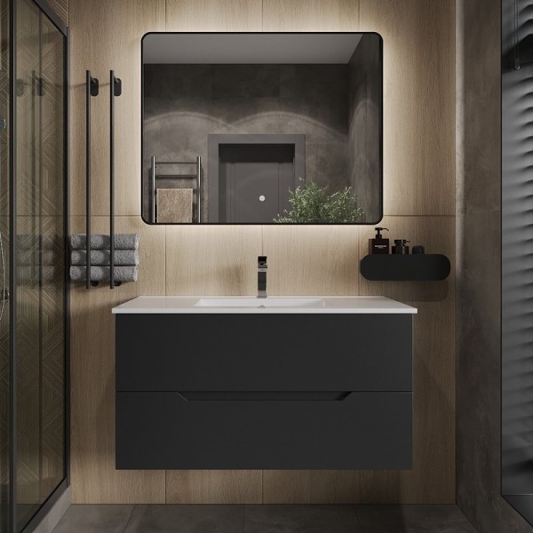 Мебель для ванной комнаты Orange Line 100 черная матовая